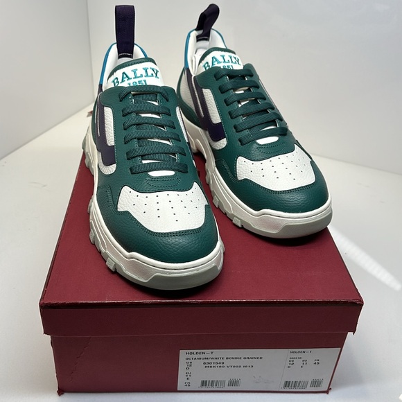 BALLY HOLDEN - T men’s lace-up sneakers bovine grained / size 12 D - Picture 2 of 14